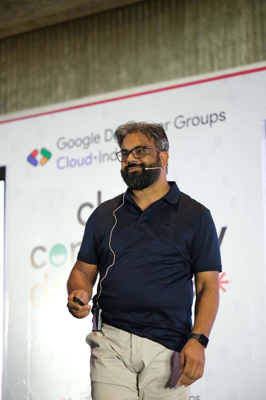 Gautam Yadav speaking at Google Developer Groups Cloud Community Days