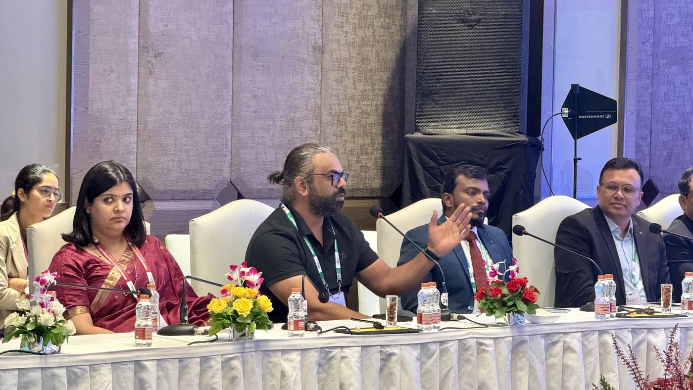 Gautam Yadav speaking on a roundtable panel